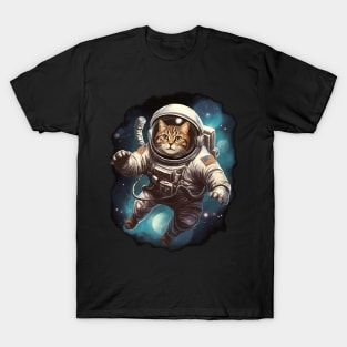 Astronaut Cat In Outter Space T-Shirt